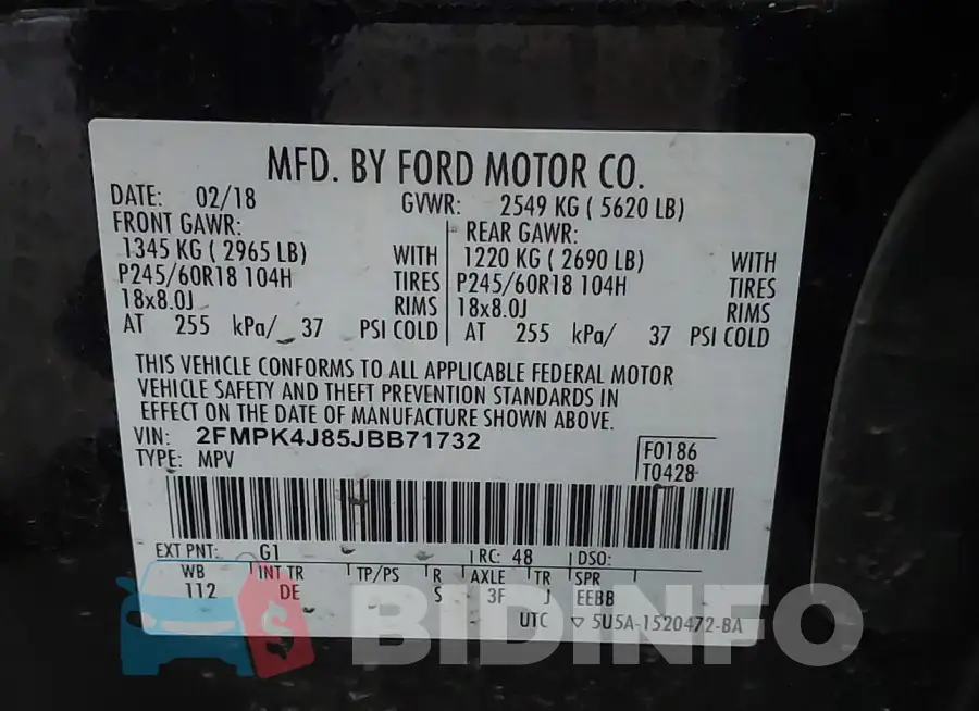 2FMPK4J85JBB71732 Photo# 9