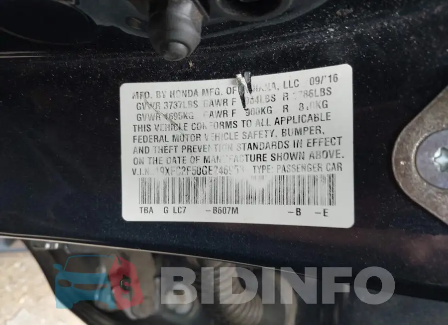 19XFC2F50GE246953 Photo# 9