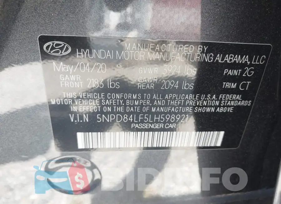 5NPD84LF5LH598921 Photo# 9