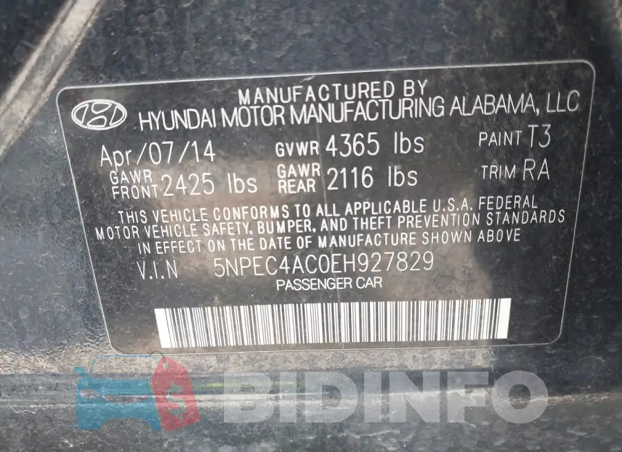 5NPEC4AC0EH927829 Photo# 9