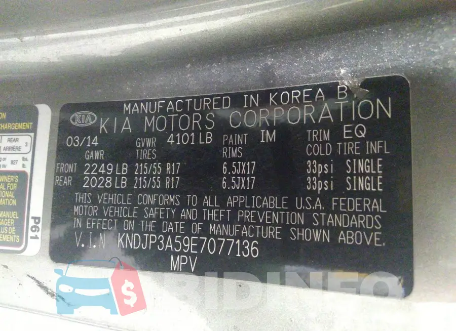 KNDJP3A59E7077136 Photo# 9