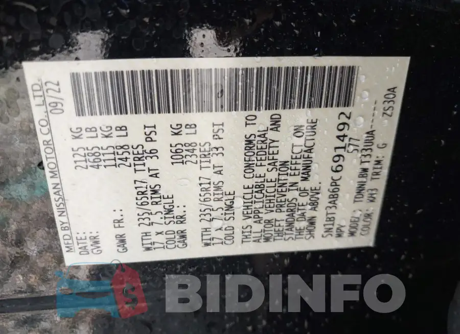 5N1BT3AB6PC691492 Photo# 9