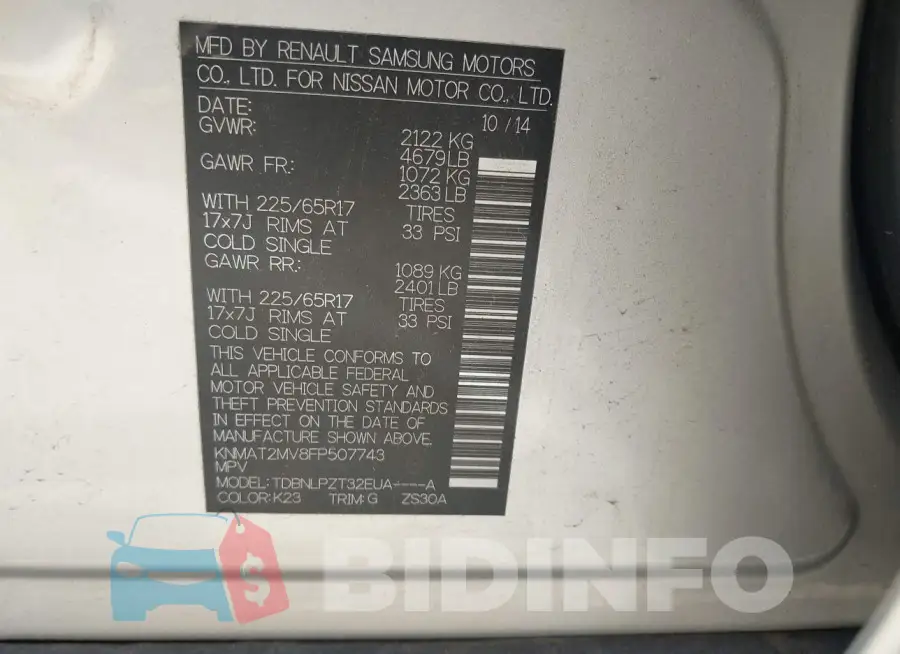 KNMAT2MV8FP507743 Photo# 9