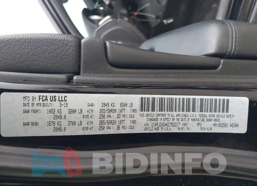 1C4RJEAG4KC752217 Photo# 9