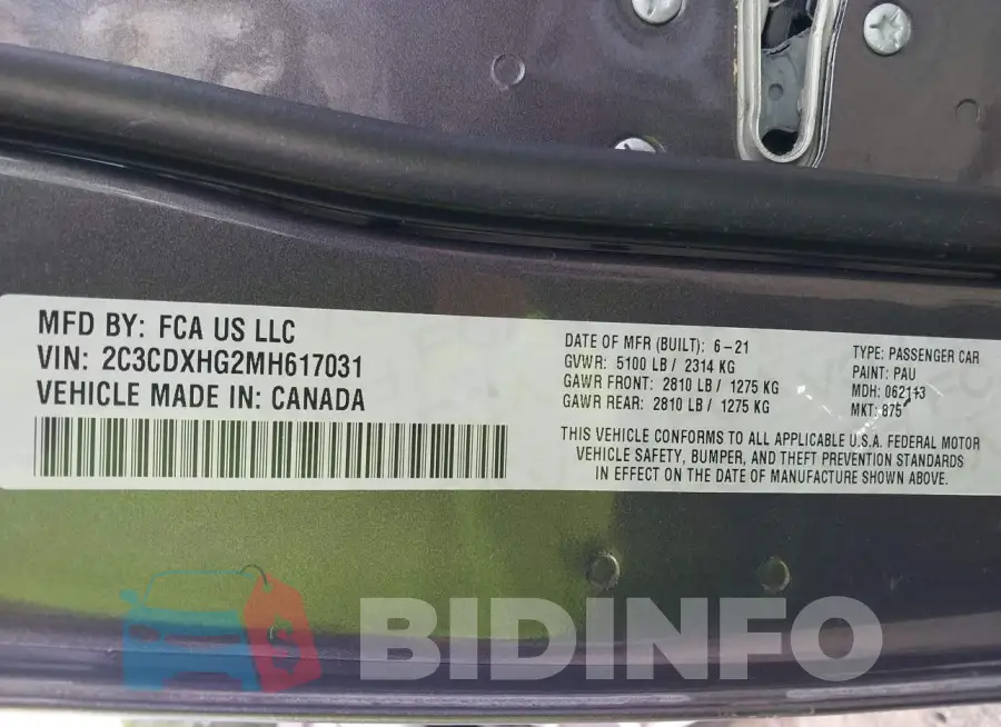 2C3CDXHG2MH617031 Photo# 9