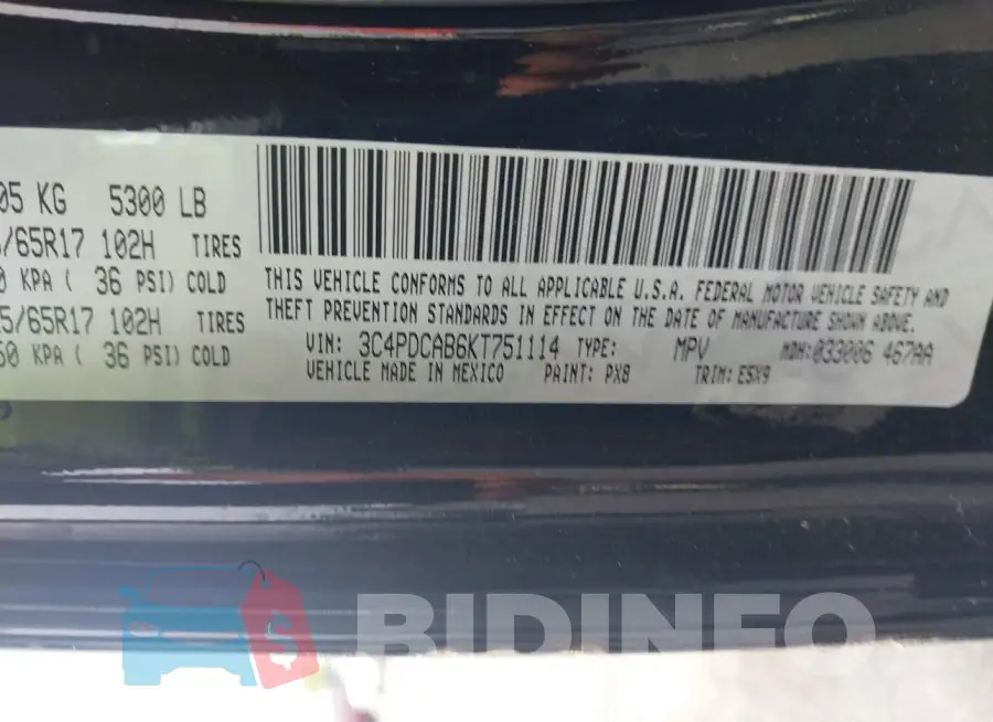 3C4PDCAB6KT751114 Photo# 9