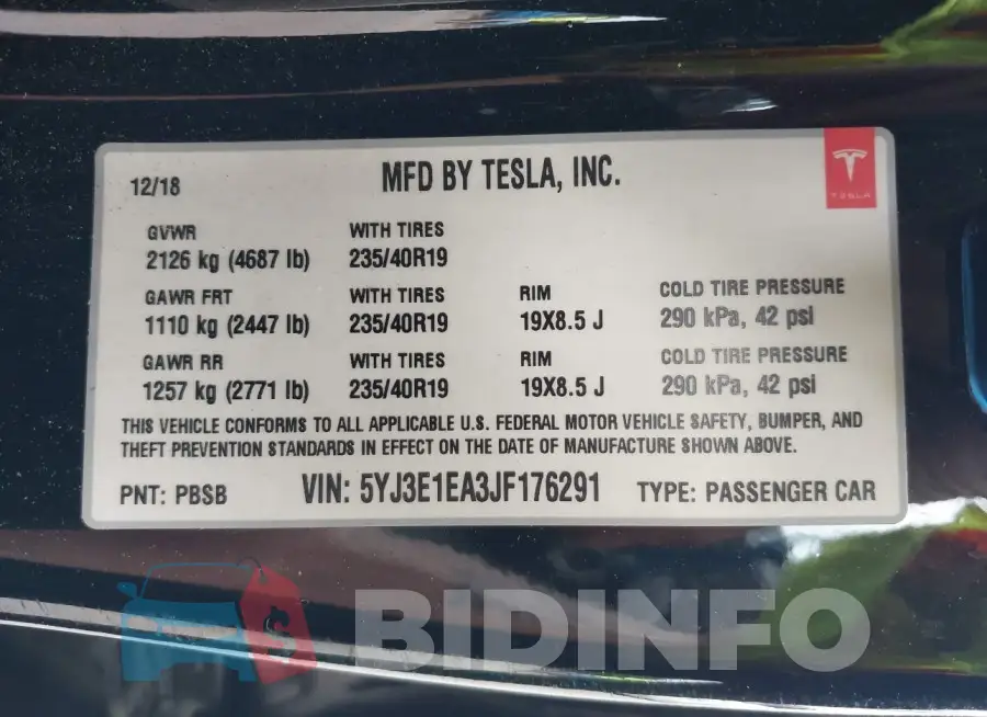 5YJ3E1EA3JF176291 Photo# 9