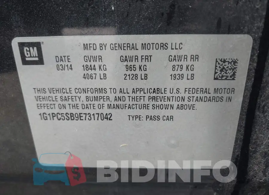 1G1PC5SB9E7317042 Photo# 9