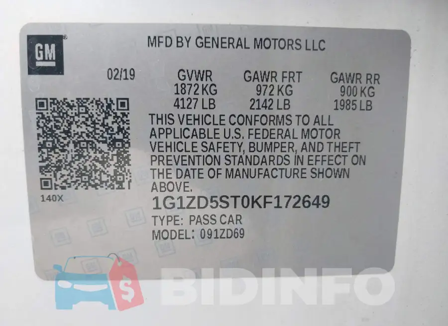 1G1ZD5ST0KF172649 Photo# 9