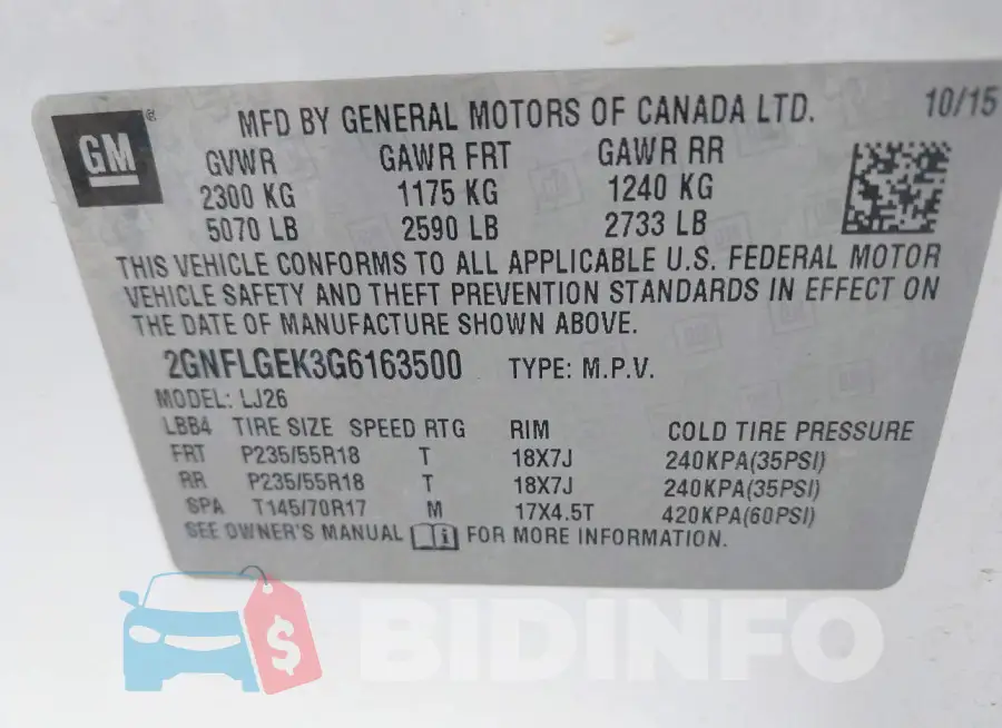2GNFLGEK3G6163500 Photo# 9