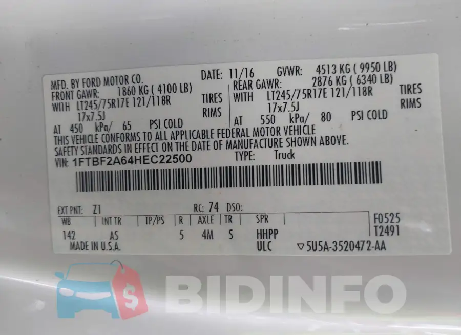 1FTBF2A64HEC22500 Photo# 9