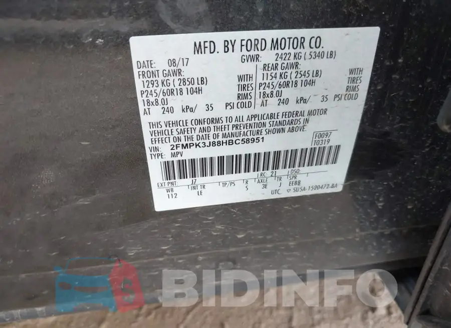 2FMPK3J88HBC58951 Photo# 9