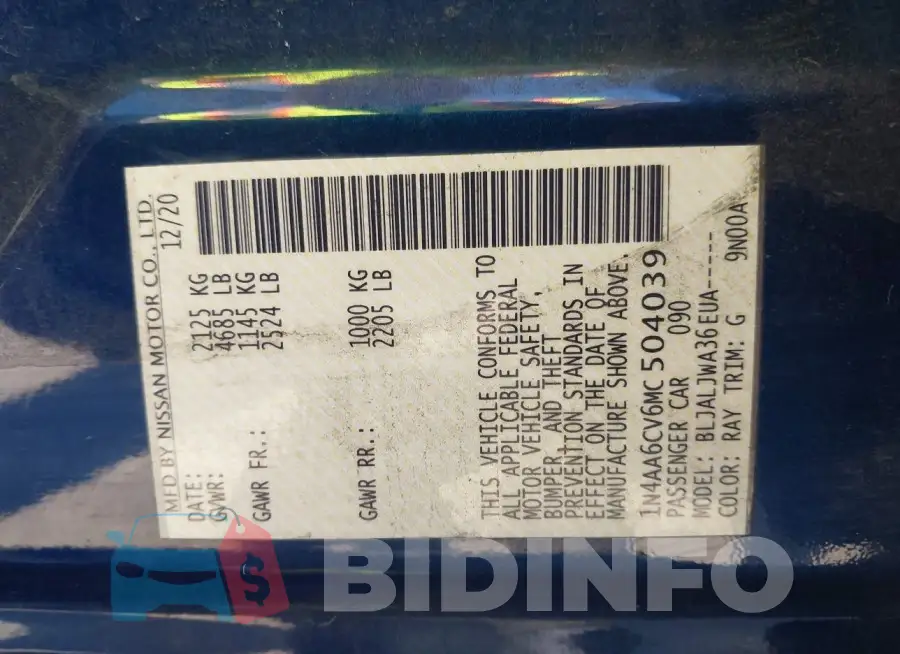 1N4AA6CV6MC504039 Photo# 9