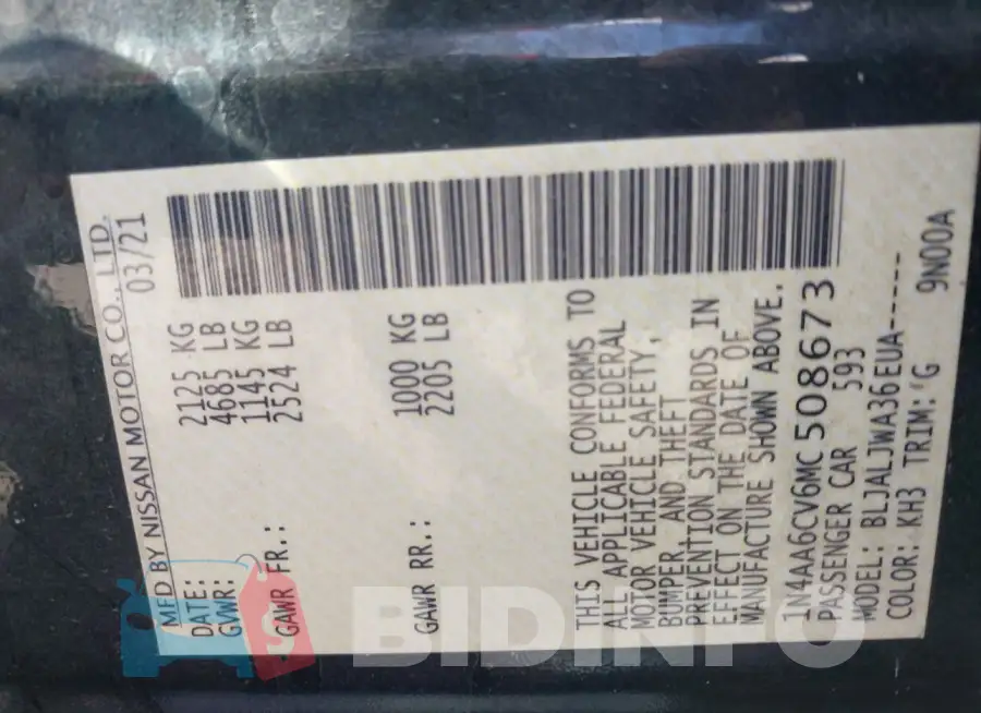 1N4AA6CV6MC508673 Photo# 9