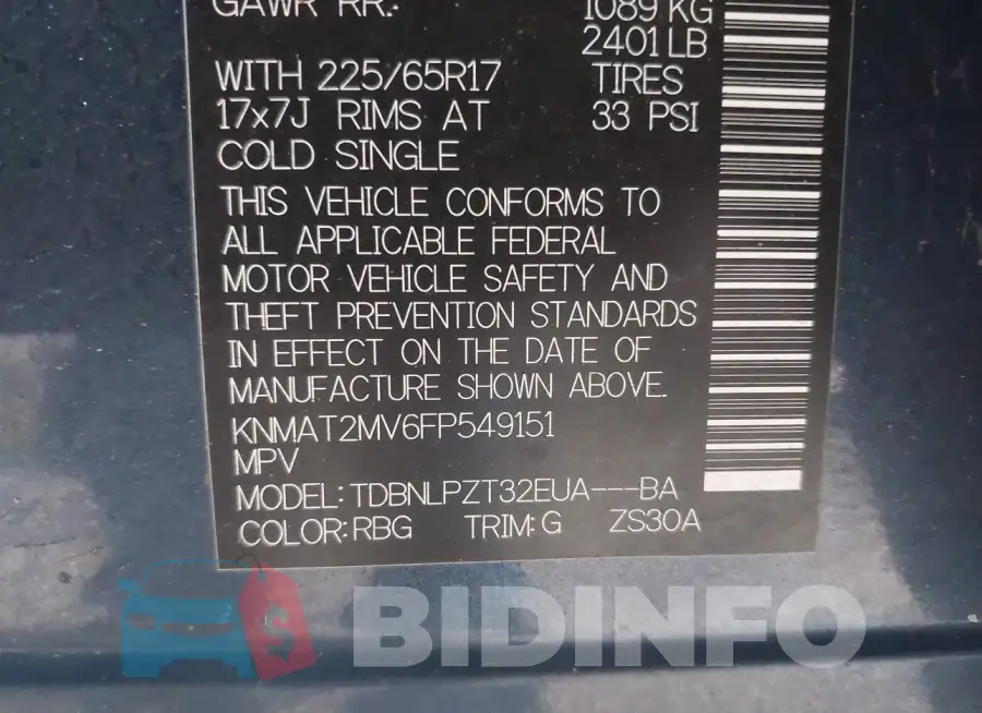 KNMAT2MV6FP549151 Photo# 9