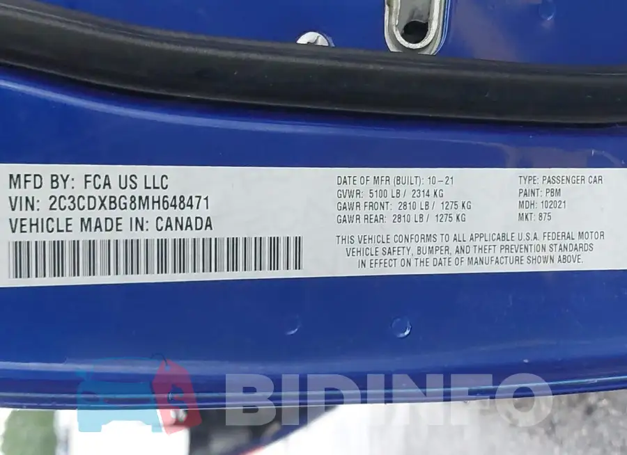 2C3CDXBG8MH648471 Photo# 9