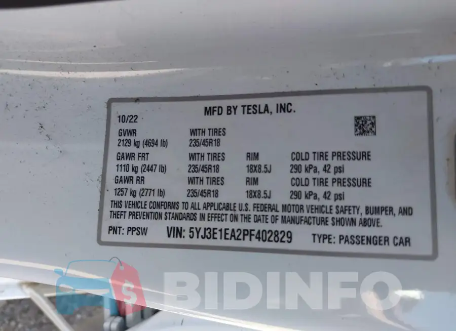 5YJ3E1EA2PF402829 Photo# 9