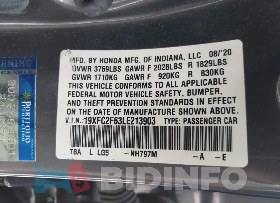 19XFC2F63LE213903 Photo# 9