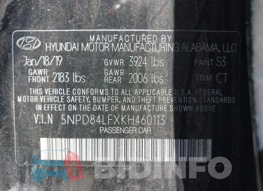 5NPD84LFXKH460113 Photo# 9
