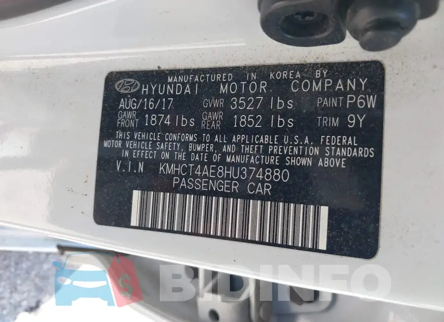 KMHCT4AE8HU374880 Photo# 9