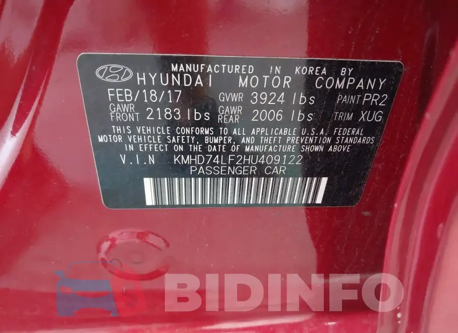KMHD74LF2HU409122 Photo# 9