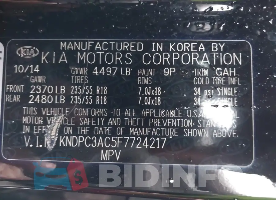 KNDPC3AC5F7724217 Photo# 9