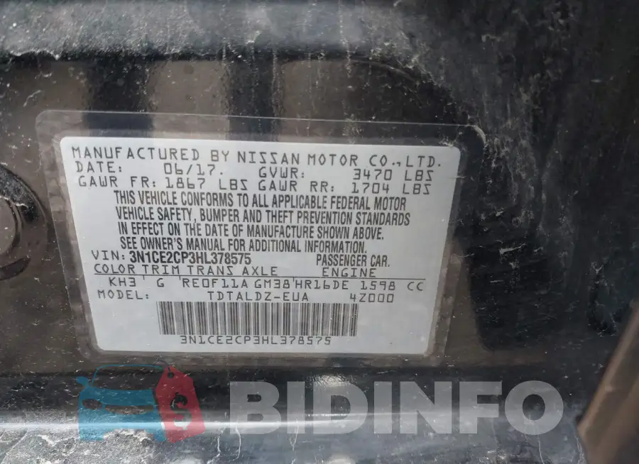 3N1CE2CP3HL378575 Photo# 18
