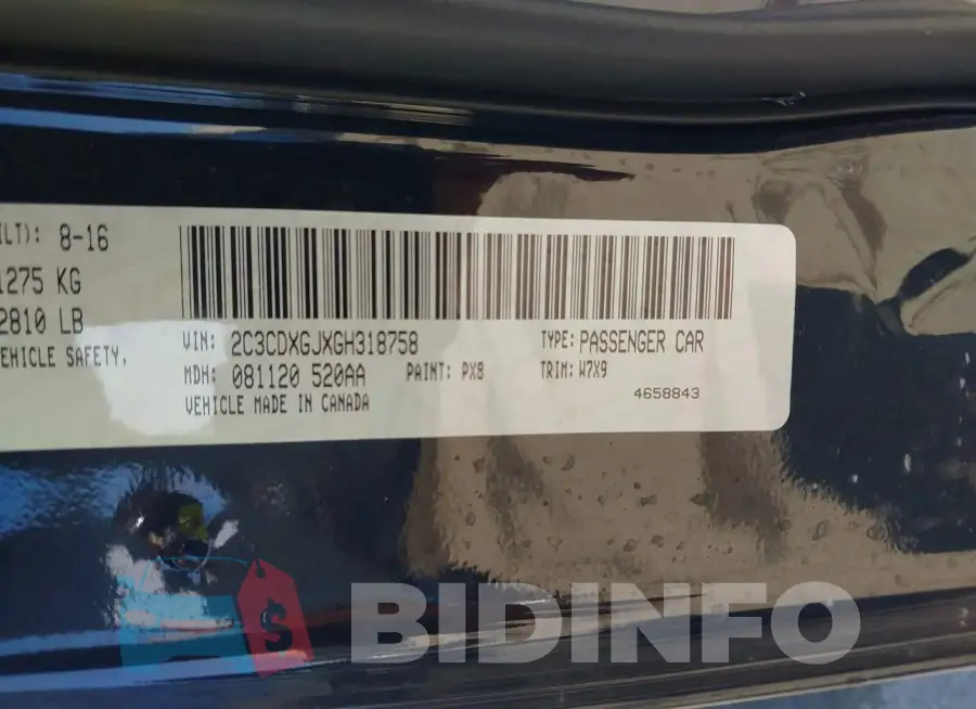 2C3CDXGJXGH318758 Photo# 9