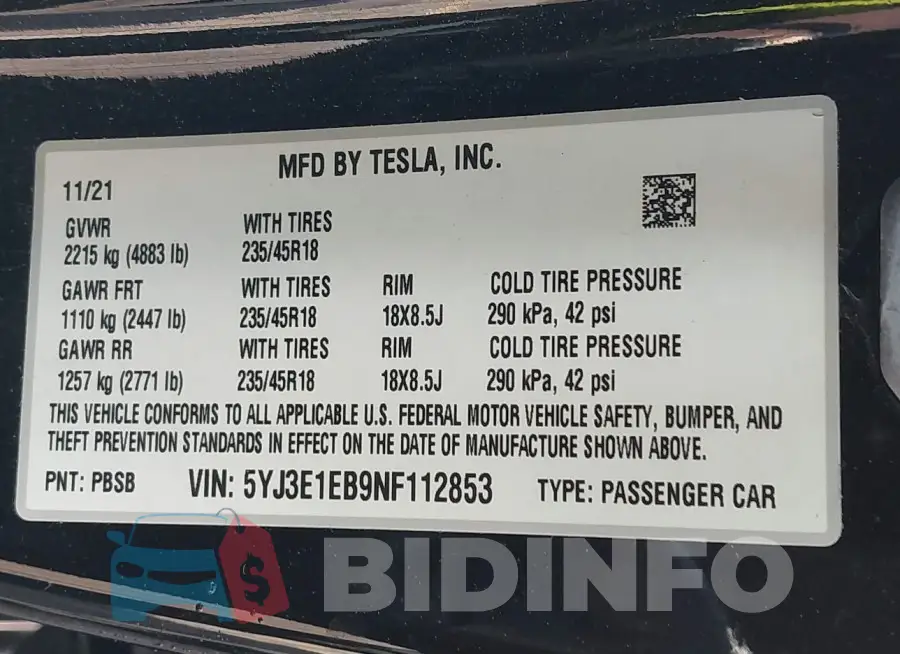 5YJ3E1EB9NF112853 Photo# 9