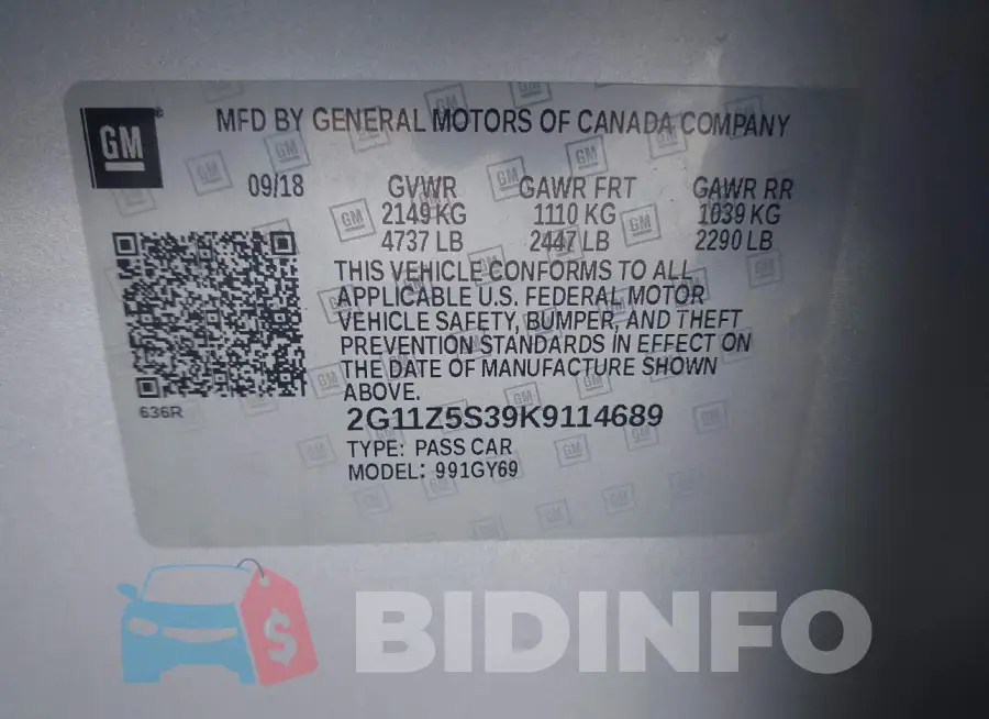 2G11Z5S39K9114689 Photo# 9