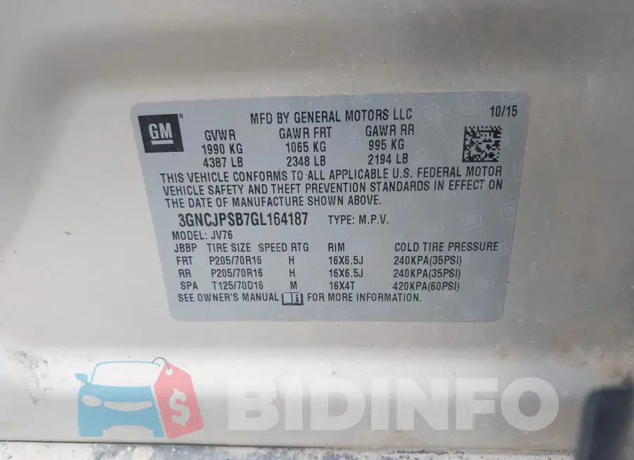 3GNCJPSB7GL164187 Photo# 9