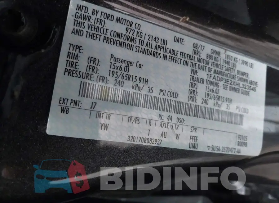 1FADP3E2XHL323545 Photo# 9