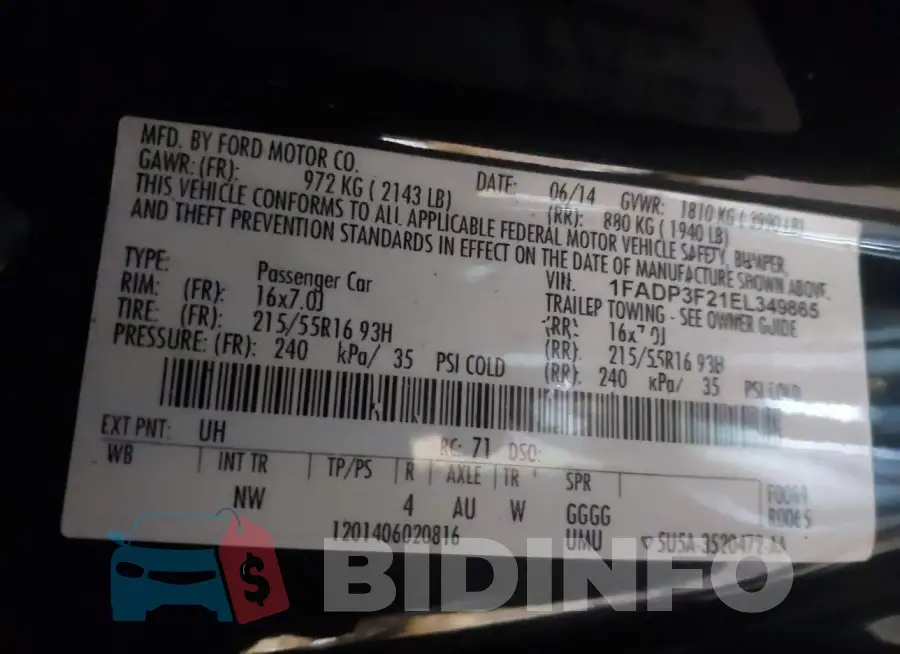1FADP3F21EL349865 Photo# 9