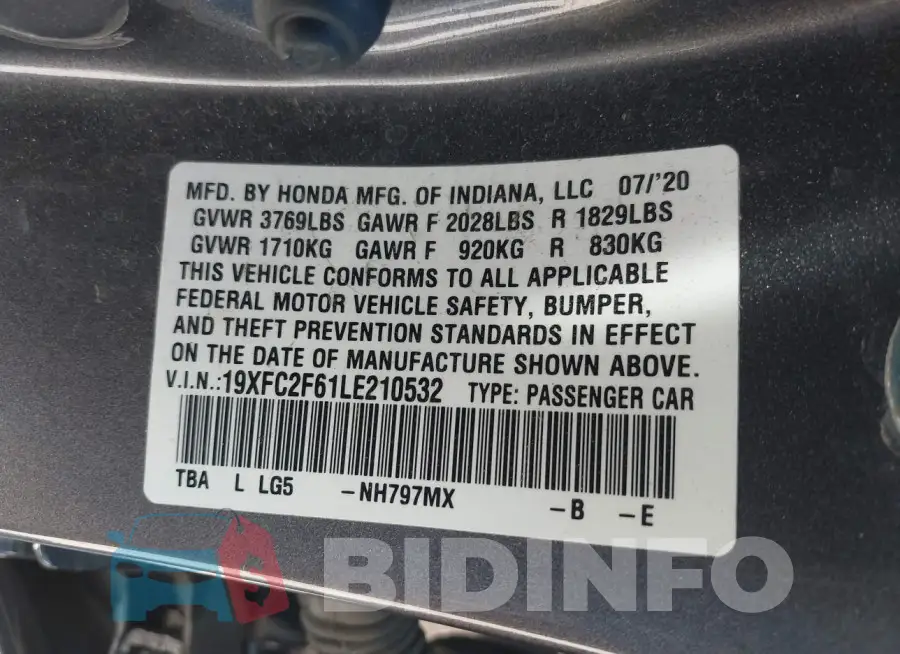 19XFC2F61LE210532 Photo# 9