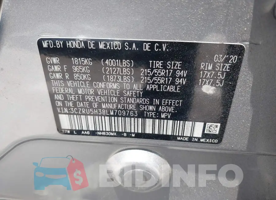 3CZRU5H38LM709763 Photo# 9