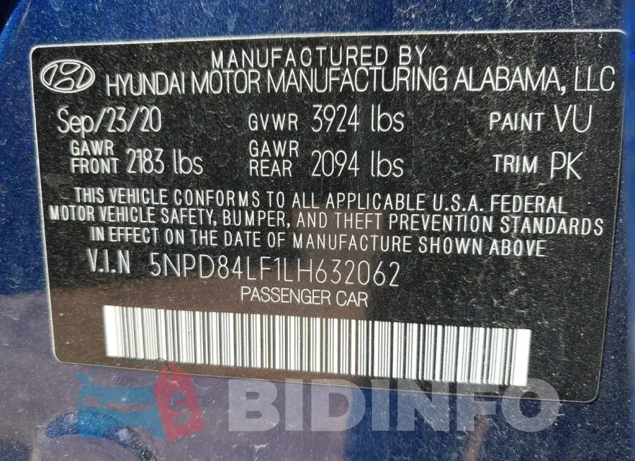 5NPD84LF1LH632062 Photo# 9