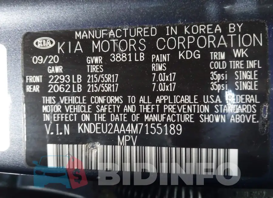 KNDEU2AA4M7155189 Photo# 9