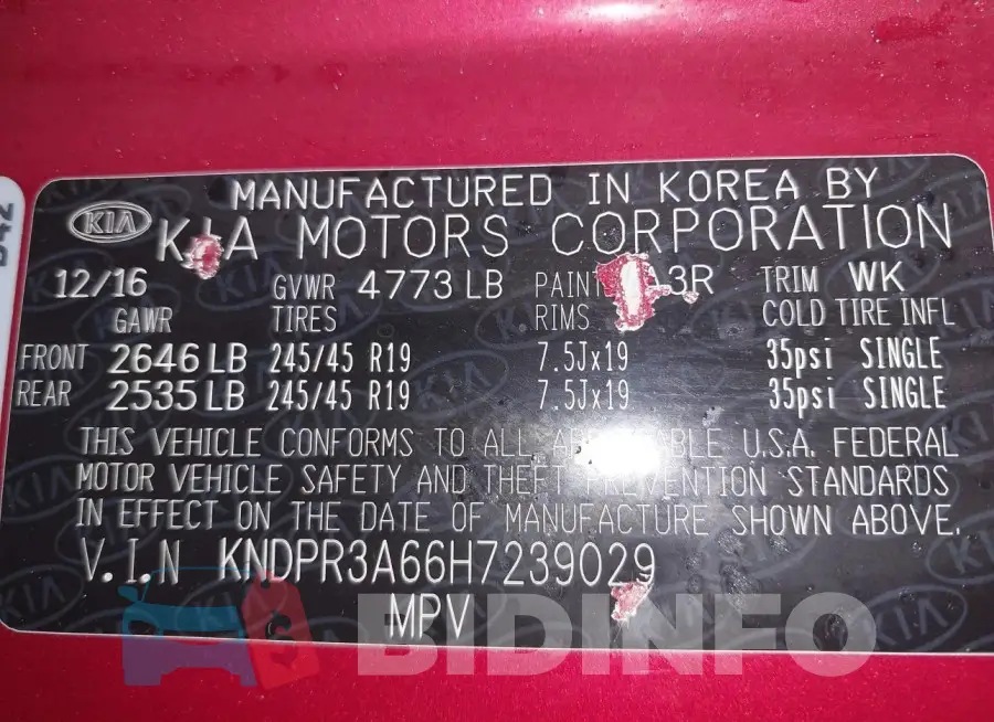 KNDPR3A66H7239029 Photo# 9