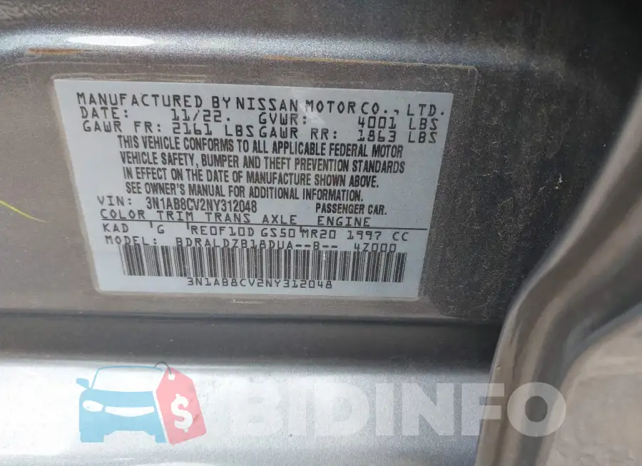 3N1AB8CV2NY312048 Photo# 9