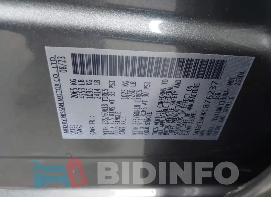 5N1BT3BA9PC876237 Photo# 9