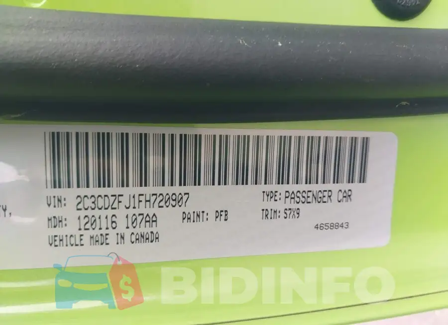 2C3CDZFJ1FH720907 Photo# 9