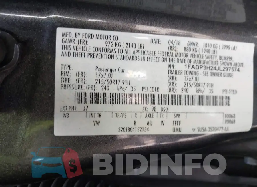 1FADP3H24JL297574 Photo# 9