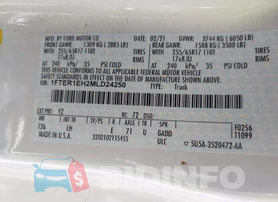 1FTER1EH2MLD24250 Photo# 9