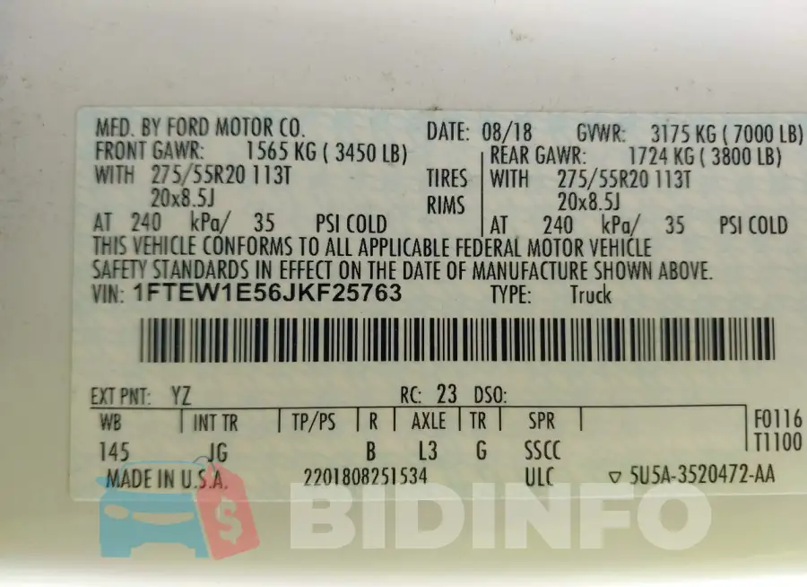 1FTEW1E56JKF25763 Photo# 9