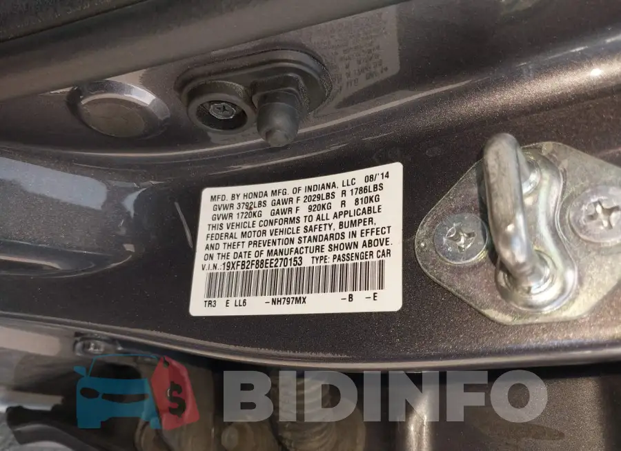 19XFB2F88EE270153 Photo# 9