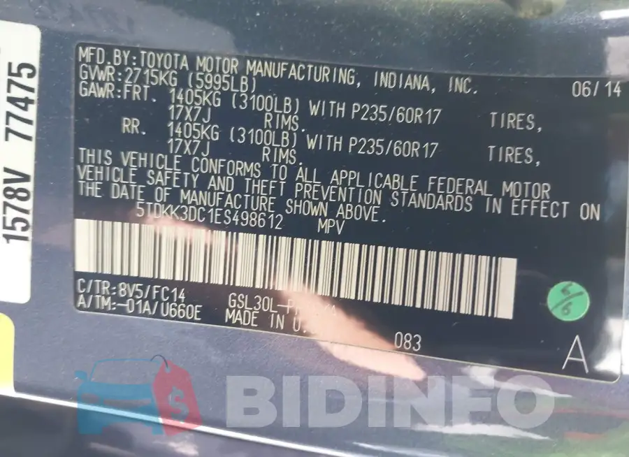 5TDKK3DC1ES498612 Photo# 9