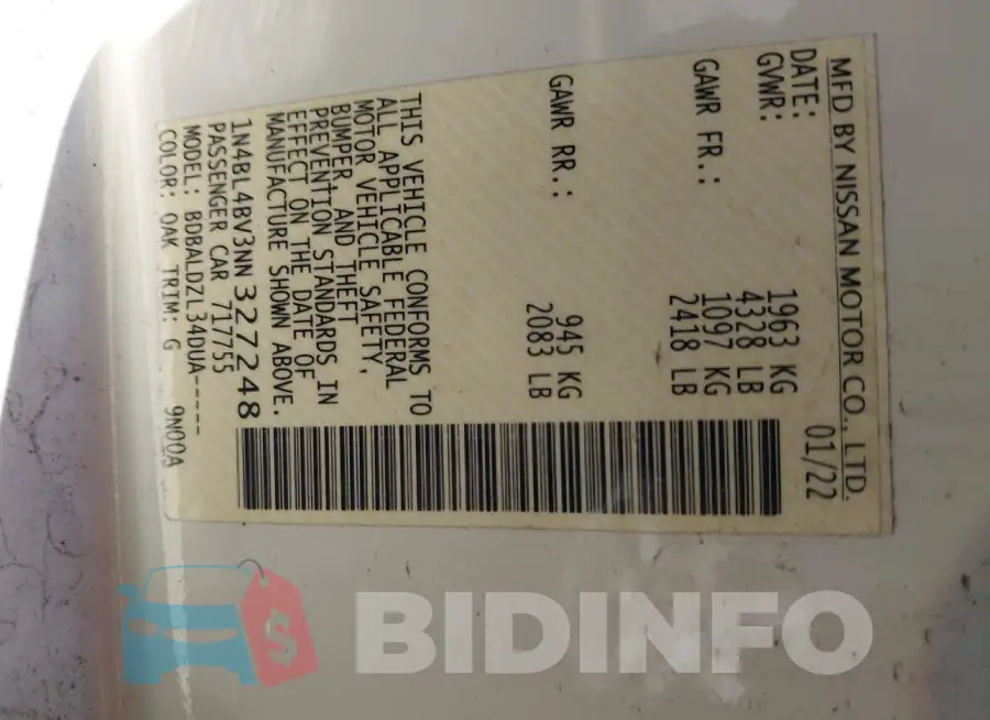 1N4BL4BV3NN327248 Photo# 9