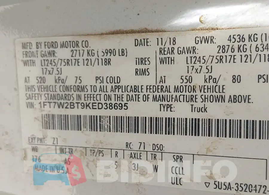 1FT7W2BT9KED38695 Photo# 9