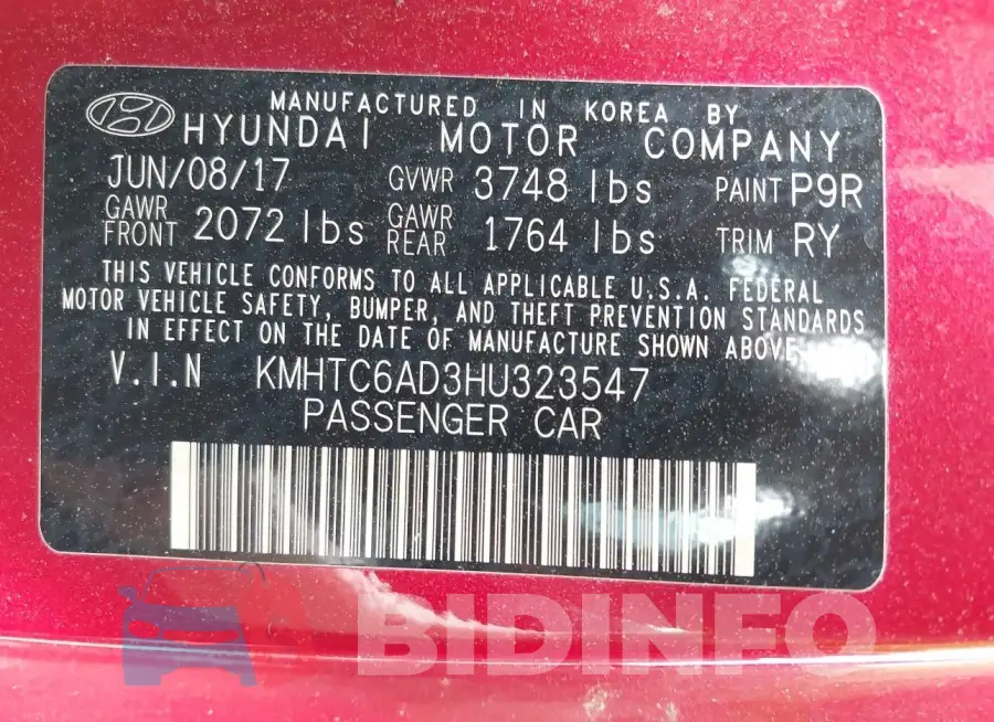 KMHTC6AD3HU323547 Photo# 9