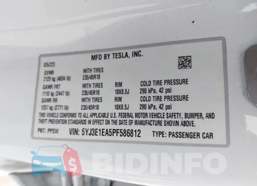 5YJ3E1EA5PF586812 Photo# 9